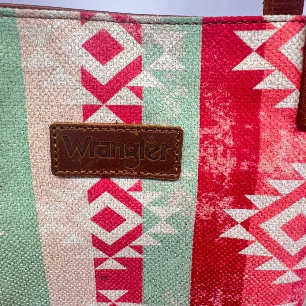 Wrangler Southwestern Aztec Canvas Tote Boho Tribal Western Rustic‎ Canvas